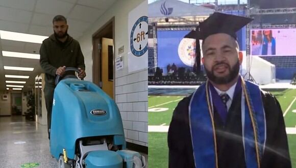 De conserje a profesor: este cuidador se graduó y consiguió el trabajo de sus sueños en la misma escuela que limpió por años (Foto: BBC)