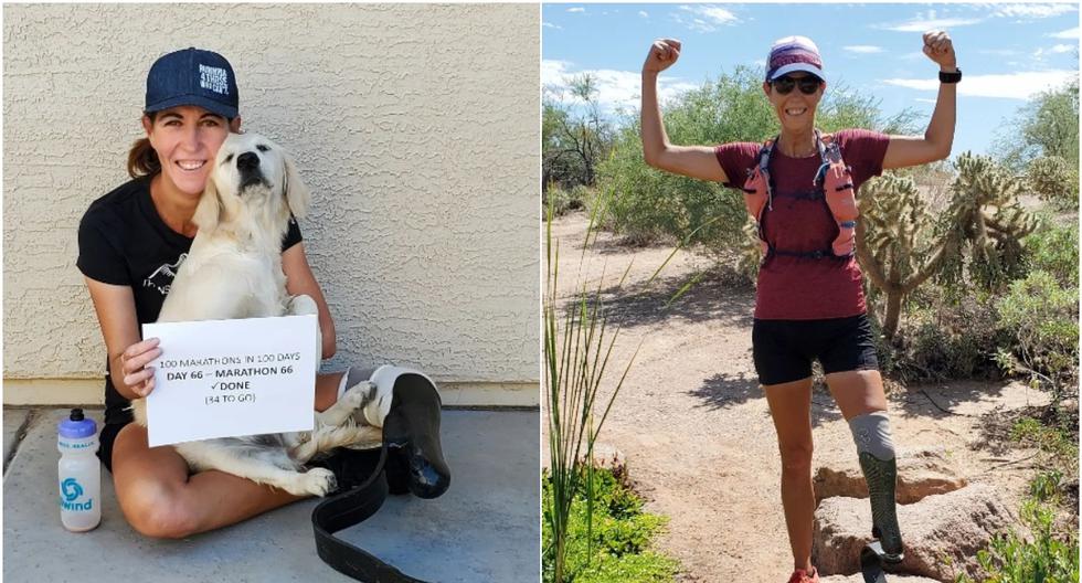 Viral La mujer que, pese a haber perdido una pierna, logró correr 102