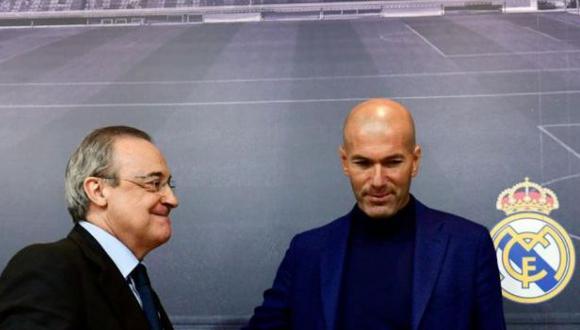 Florentino Pérez habló sobre la salida de Zinedine Zidane. (Foto: AFP)