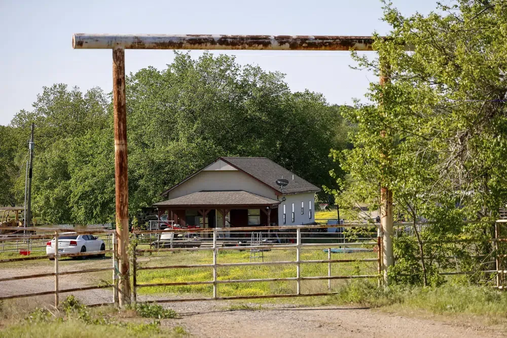 The property where the seven bodies were found near Henryetta, Oklahoma.  (Nathan J. Fish/The Oklahoman via AP)