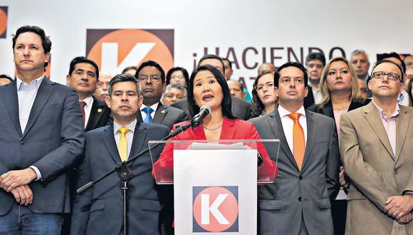 Junto a los integrantes de su bancada, Keiko Fujimori se pronunció el ultimo viernes sobre la investigación fiscal. (Foto: Archivo El Comercio)