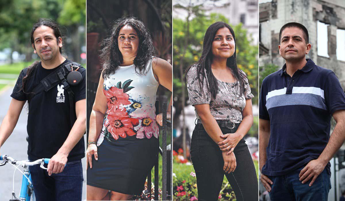 Octavio Zegarra (de CicloAxión), María Teresa Sertzen (de Defiende el Parque Castilla), Sasha Chumpitaz (de Unión de Egresados y Estudiantes de Arquitectura y Urbanismo de Lima) y Vladimir Velásquez (de Proyecto Lima Antigua). 
 (Fotos: )