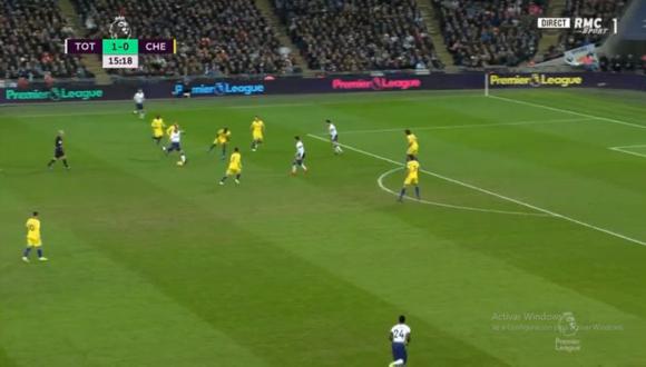 Harry Kane colocó el 2-0 parcial en el Chelsea vs. Tottenham por la fecha 13° de la Premier League. El juego se disputó en el Wembley Stadium (Foto: captura de pantalla)