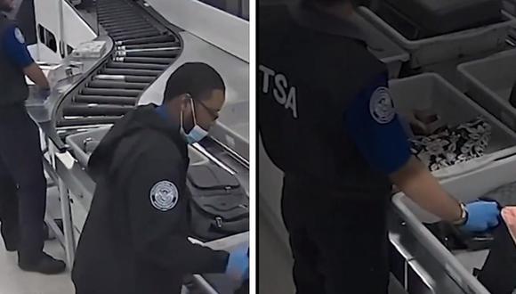 Videos muestran a oficiales de seguridad robando a pasajeros en el Aeropuerto de Internacional Miami. (Captura de video).