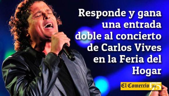 Gana una entrada doble para el concierto de Carlos Vives