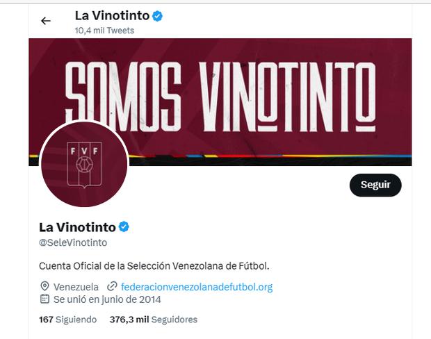 La Vinotinto es la cuenta de la selección de fútbol de Venezuela