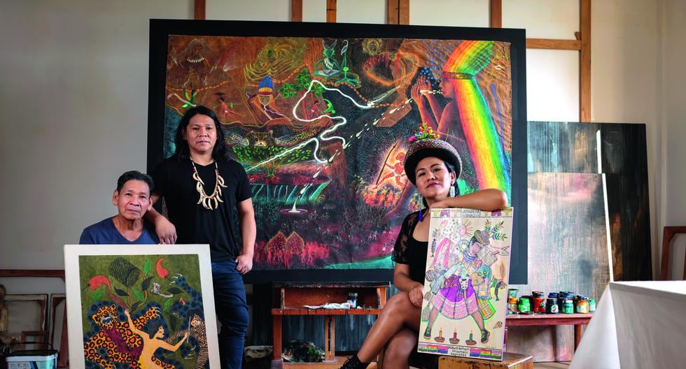 Santiago Yahuarcani (64), Rember Yahuarcani (38) y Violeta Quispe (34): tres artistas contemporáneos que representarán al Perú en la bienal italiana. (Foto: Richard Hirano)