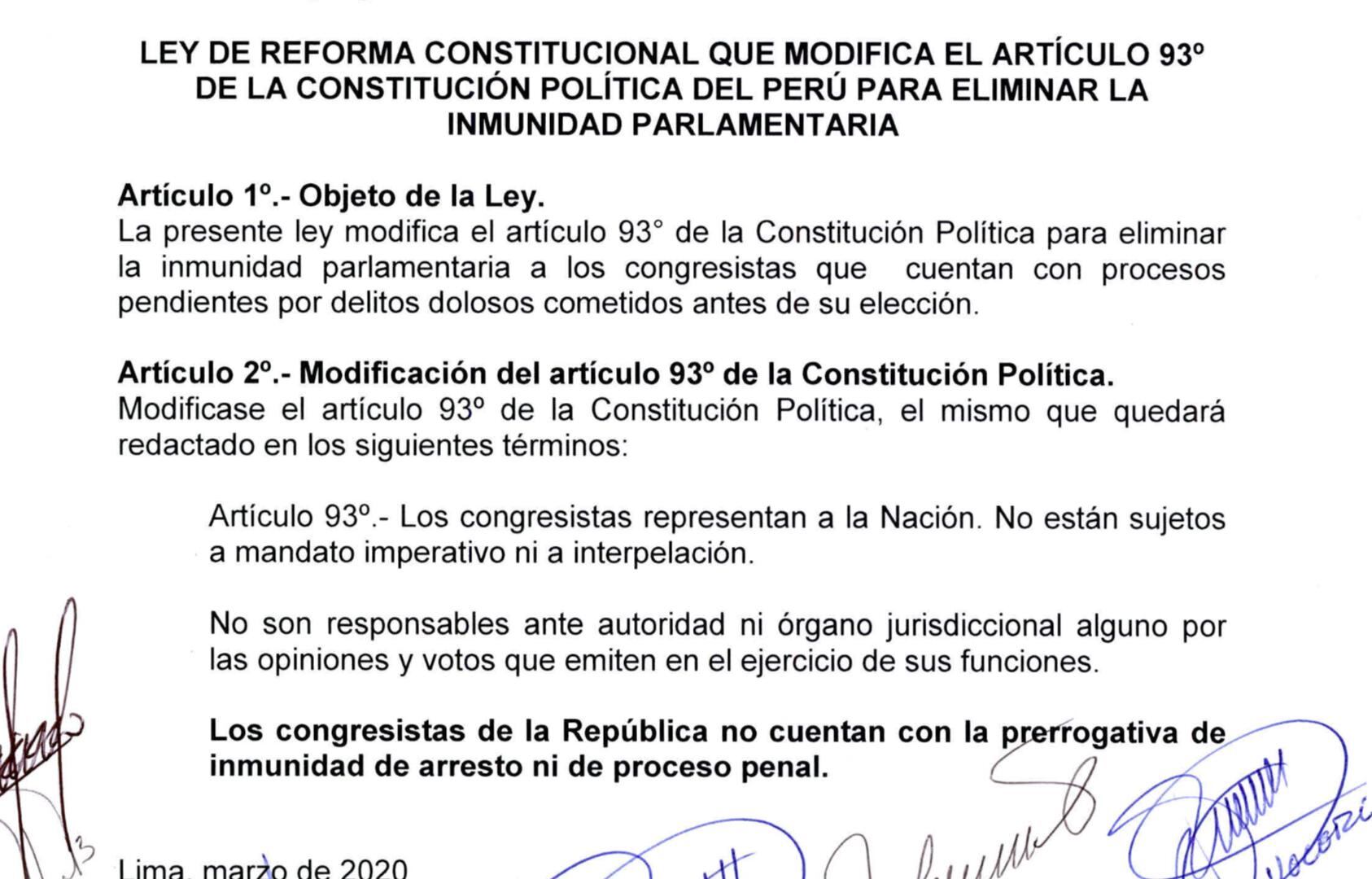 El proyecto de ley de Somos Perú.