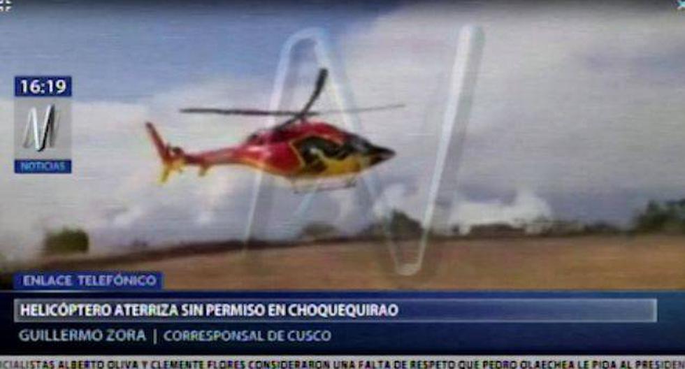Un helicóptero de Heliamérica aterrizó en el sitio arqueológico de Choquequirao. (Canal N)