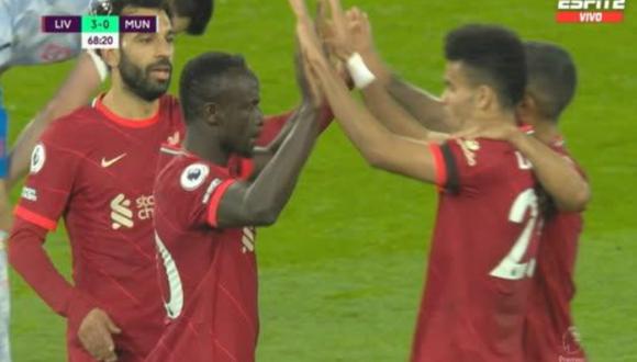 Sadio Mané aumenta la ventaja a favor de Liverpool. Foto: Captura de pantalla de ESPN 2.