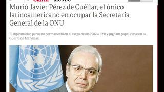 Falleció Javier Pérez de Cuellar: así informó la prensa mundial el deceso del exsecretario de la ONU | FOTOS