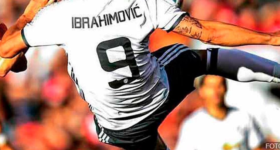 Zlatan Ibrahimovic anotó su primer gol con el Manchester United con una sensacional pirueta. (Foto: Twitter)