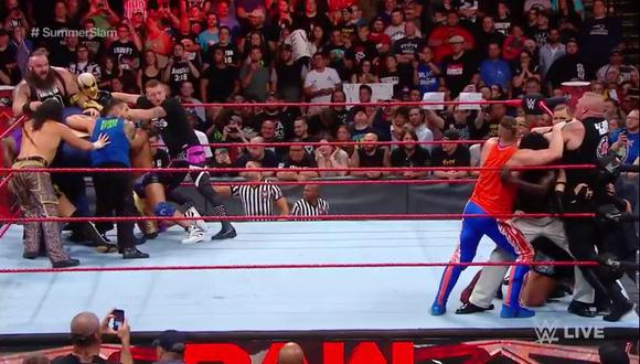 En el último Raw antes de SummerSlam, Brock Lesnar y Braun Strowman estuvieron muy cerca de irse a los golpes. (Foto: WWE)