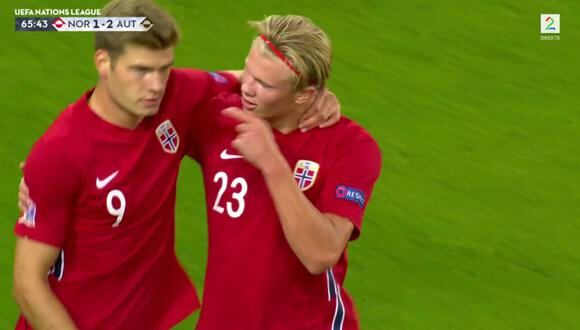 Erling Haaland convirtió su primer gol oficial con la selección de Noruega | VIDEO