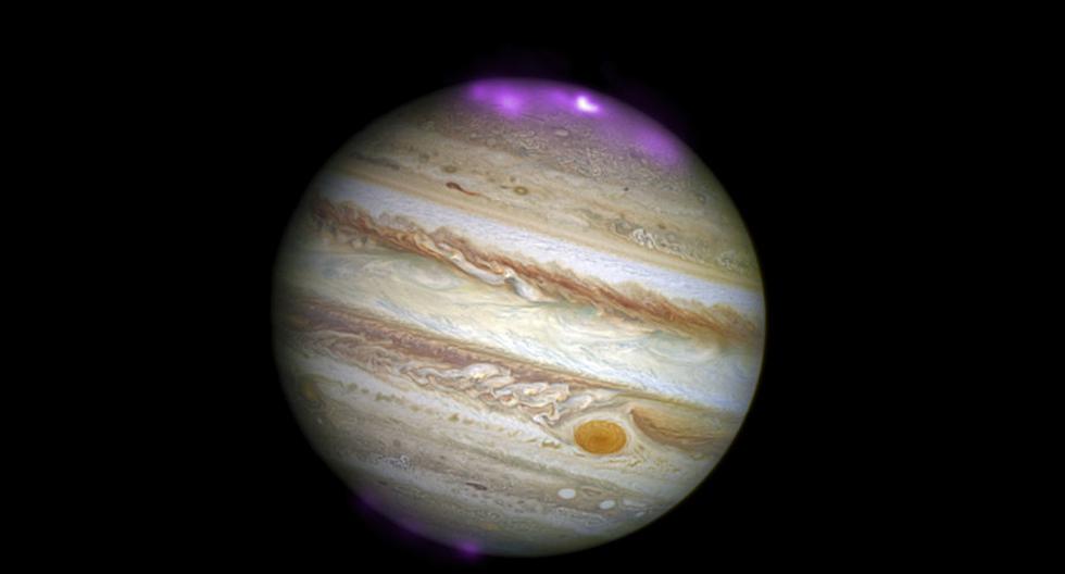 NASA muestra las auroras de Júpiter. (Foto: X-ray: NASA/CXC/UCL/W.Dunn et al, Optical: NASA/STScI)