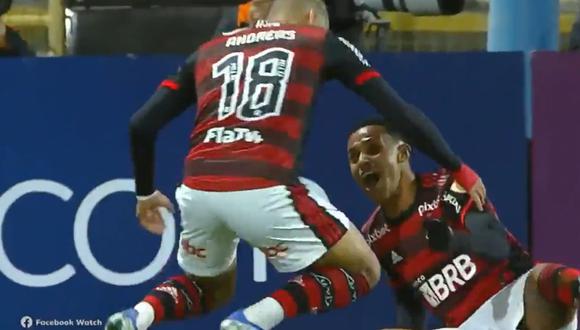 Gol de Lázaro para el 3-1 de Flamengo sobre la U. Católica. (Foto: Captura Facebook Watch)