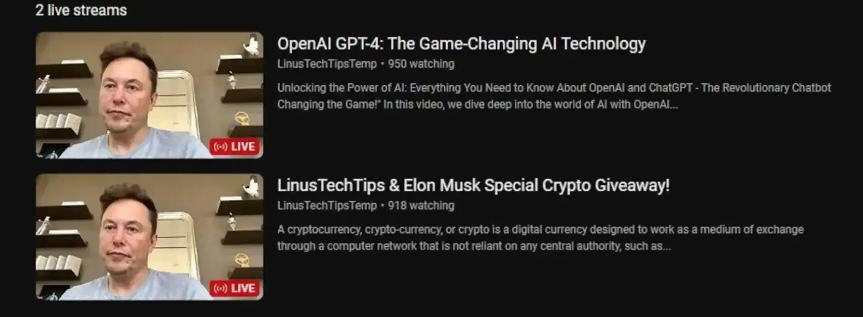YouTube channels have been hacked to show Elon Musk.  (Photo: The Spanish) 