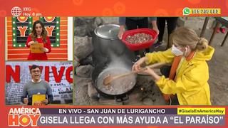 Gisela Valcárcel donó víveres y cocinó olla común para centro poblado en SJL