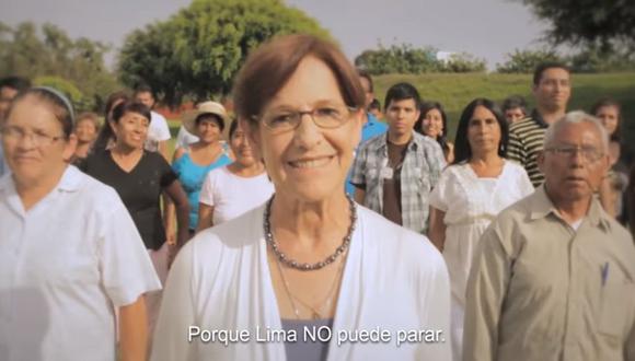 Susana Villarán en spot televisivo de la campaña publicitaria del No en el 2013. "Lima no puede parar", decía. [Captura de YouTube]