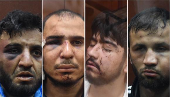 Los cuatro detenidos por el ataque terrorista en Moscú. (AFP).
