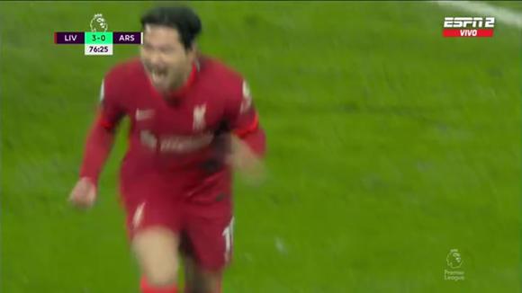 Gol de Minamino para el 4-0 de Liverpool vs. Arsenal | Video: ESPN.