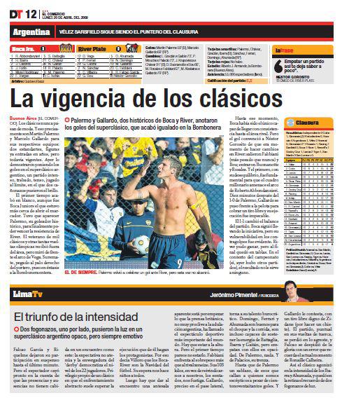 La primera columna de Lima TV publicada en abril del 2009. 