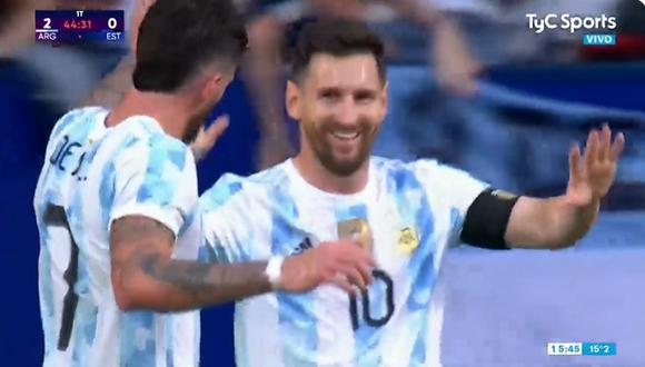 Lionel Messi anotó 3 goles en la victoria de Argentina vs. Estonia por el amistoso internacional. (Fuente: TyC Sports)