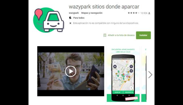 Wazypark. Es una aplicación que funciona con la interacción y colaboración directa (crowdparking) entre los usuarios para localizar sitios disponibles en la calle. También emiten anuncios cuando dejan un espacio libre y así la app localiza el lugar e informa a los demás. Además, mientras se colabora, los usuarios ganan puntos que pueden canjear en grifos, seguros y revisiones técnicas. (Foto: Wazypark)
