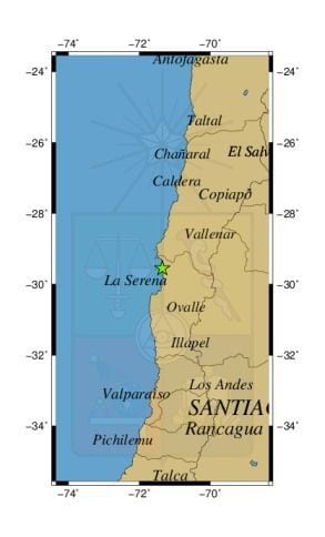 Referencia geográfica del sismo a 15 km al O de La Higuera.
