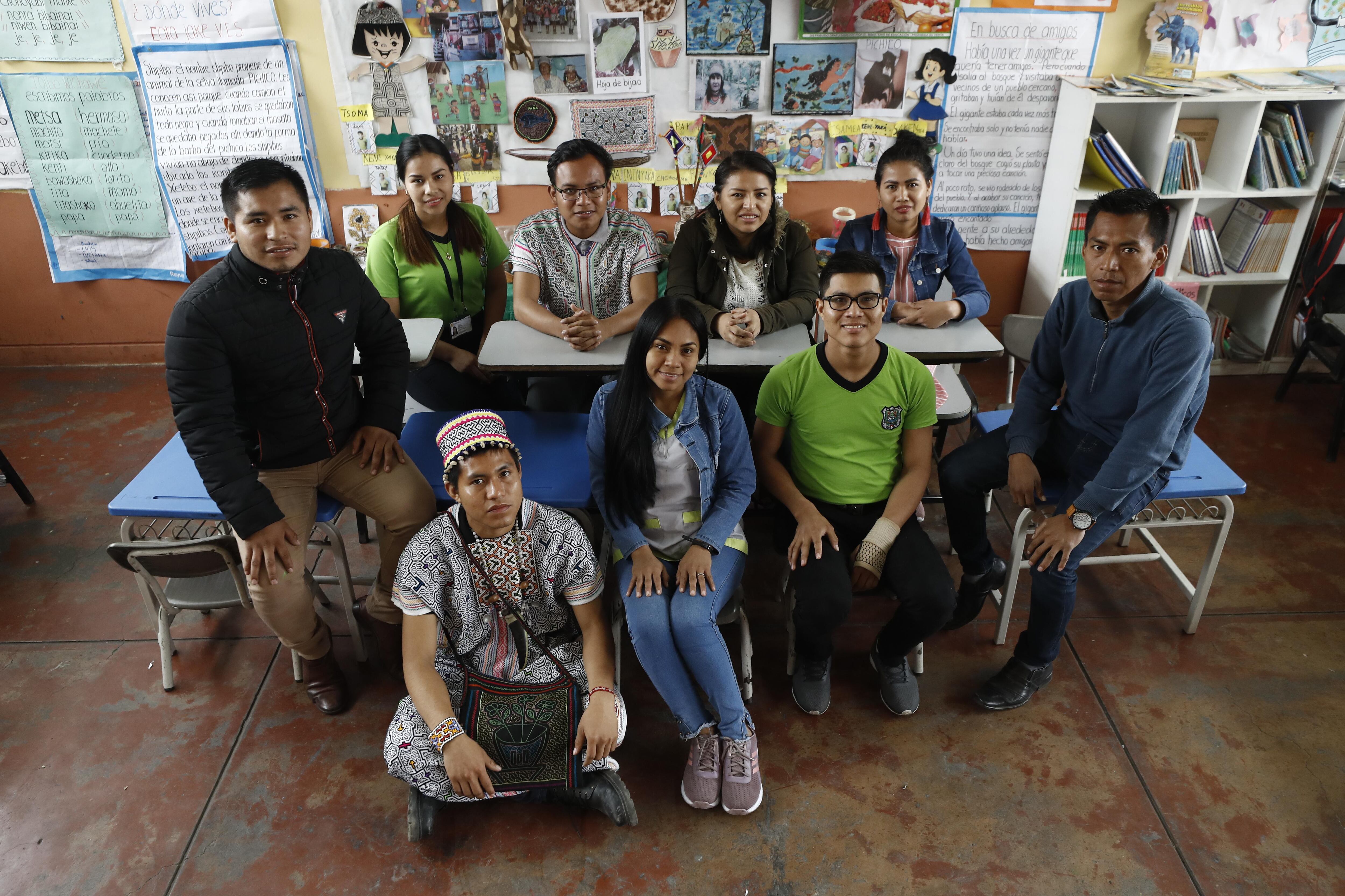 En total son 18 becarios del último ciclo de Educación Intercultural Bilingüe (EIB) de la universidad Cayetano Heredia que enseñan en este colegio. (Foto: César Campos/El Comercio)