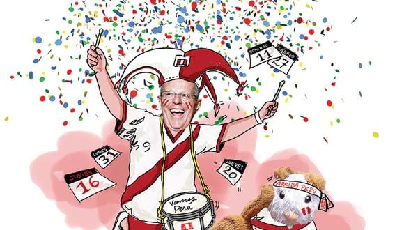 El mandatario peruano Pedro Pablo Kuczynski confesó a la revista Somos su promesa en caso Perú clasifica al mundial. (Ilustración: Verónica Calderón)