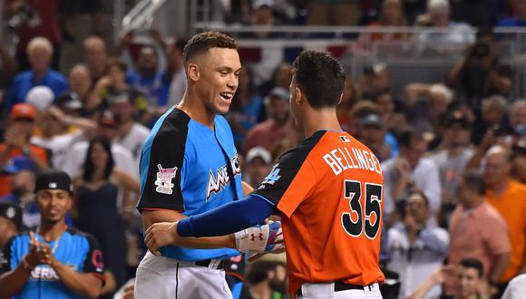 Aaron Judge (de celeste) fue el ganador del Home Run Derby 2017 de la MLB. (Foto: Reuters)