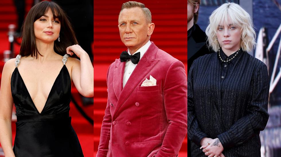 Ana de Armas, Daniel Craig y Billie Eilish en la alfombra roja de "No Time to Die" ("Sin tiempo para morir"), la nueva película del agente James Bond.
