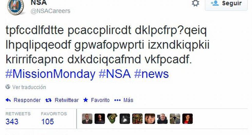 NSA quiere reclutar a los mejores resolviendo códigos encriptados (Foto: Twitter/@NSACareers)