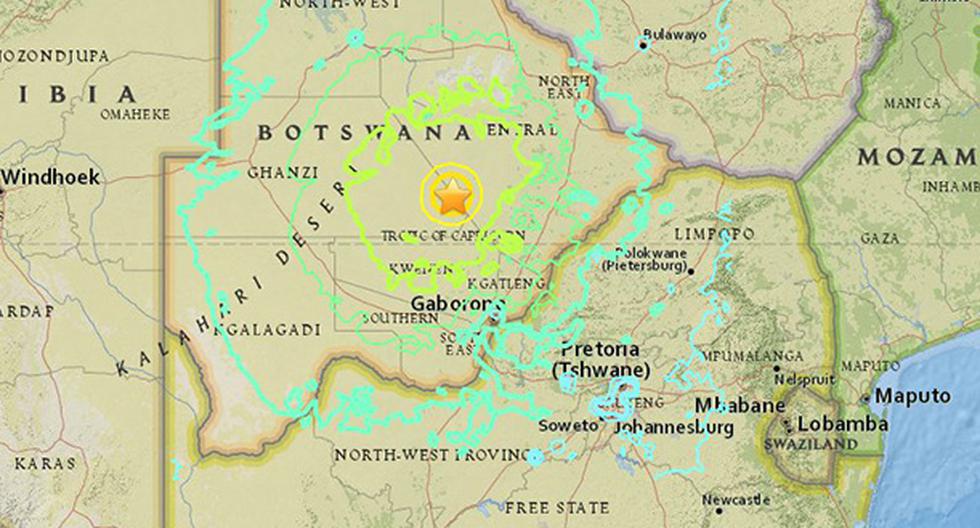Un terremoto de magnitud 6,5 sacude Botsuana. (Foto: earthquake.usgs.gov)