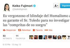 Keiko Fujimori: “Es vergonzoso el blindaje del humalismo a Alejandro Toledo” 