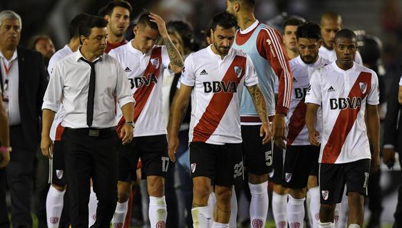 River Plate parecía que se llevaba un punto de su visita a La Plata ante Gimnasia y Esgrima, pero un gol sobre la hora de Brahian Alemán le quitó esa posibilidad. (Foto: AFP)