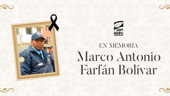 Marco Antonio Farfán Bolívar laboraba como sereno de San Isidro desde hace 18 años. Deja viuda y dos menores hijos. (Facebook)