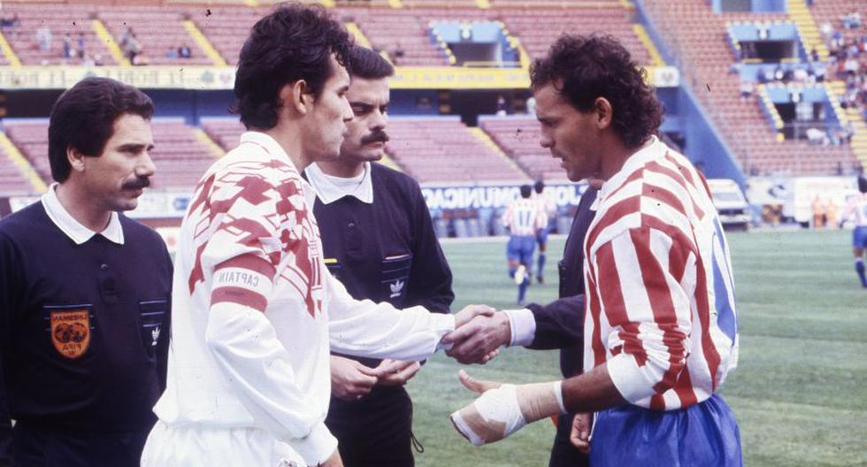 Reynoso y Cabañas. Ya jugamos un partido decisivo ante Paraguay, en 1993. FOTO. Archivo GEC.