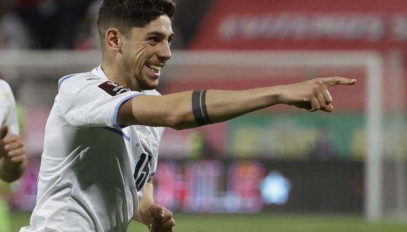 Valverde celebra gol con la selección uruguaya | Foto: AFP