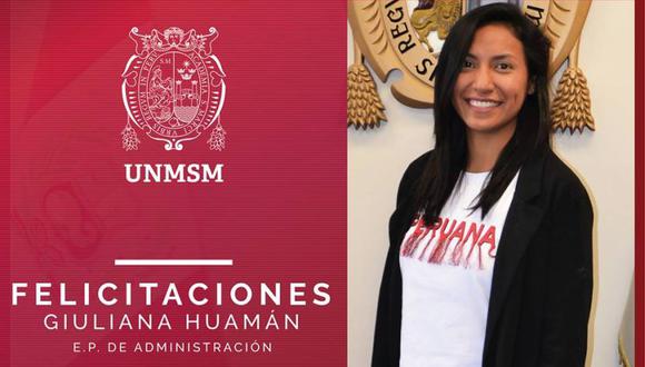 Universidad Nacional Mayor de San Marcos destacó el logro de su egresada Giuliana Huamán tras ganar concurso de innovación del MIT. (Facebook: UNMSM)