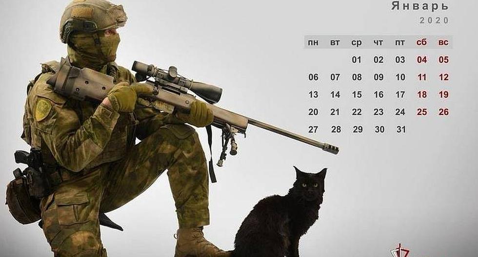 Calendario felino-militar. (Foto: Guardia Nacional de Rusia)