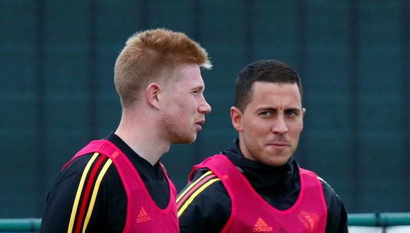 Hazard y De Bruyne en la selección belga. (Foto: Reuters)