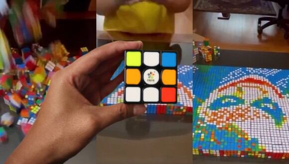 Un niño causa furor en redes sociales con sus videos virales de retratos hechos con cubos Rubik. | Crédito: @rubikscuber0 / TikTok / PIxabay / Composición