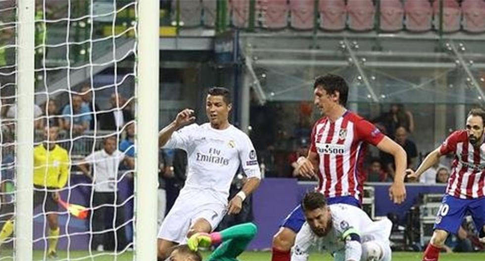 Sergio Ramos anotó su gol a los 15 minutos para que Real Madrid le gane 1-0 al Atlético de Madrid en la final de Champions League jugada en Milán (Foto: Twitter)