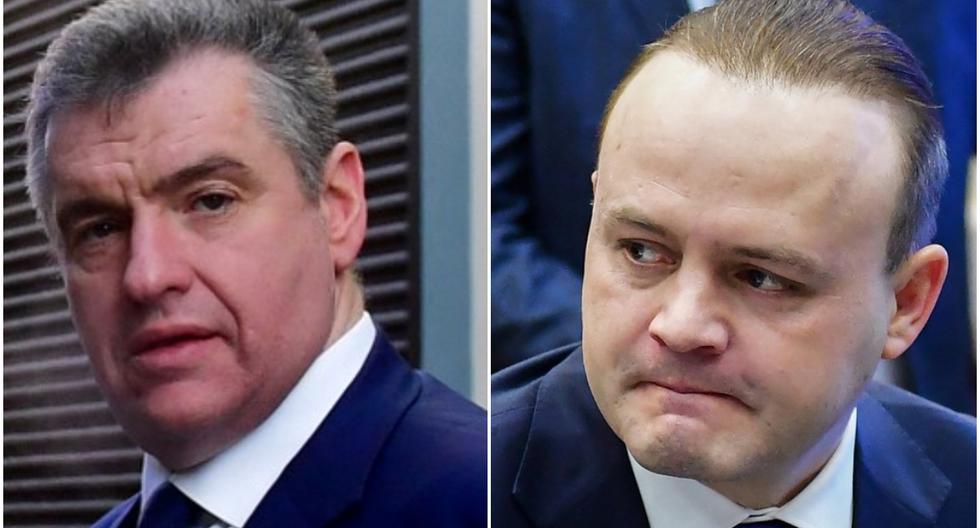 De izquierda a derecha: Leonid Slutsky y Vladislav Davankov, rivales de Vladimir Putin en la carrera hacia la presidencia de Rusia en los comicios del 2024.