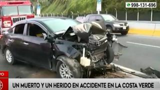 Miraflores: un muerto y un herido deja choque de auto contra muro divisorio en la Costa Verde 