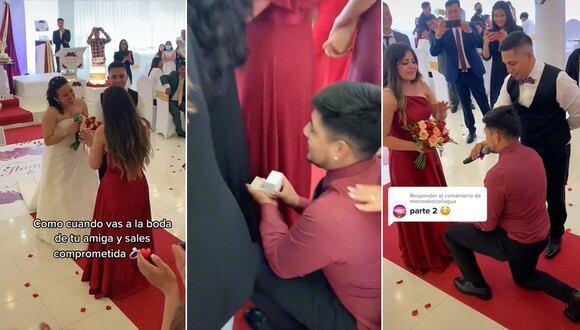 El hombre aprovechó la boda de sus amigos para pedirle la mano a su pareja. | FOTO: @missyjoy.tv / TikTok