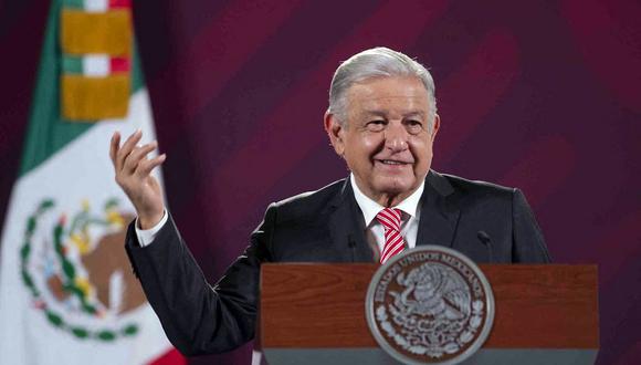 El presidente de México, Andrés Manuel López Obrador, hablando durante una conferencia de prensa en la Ciudad de México el 26 de mayo de 2023. (Foto de Handout / Presidencia de México / AFP)