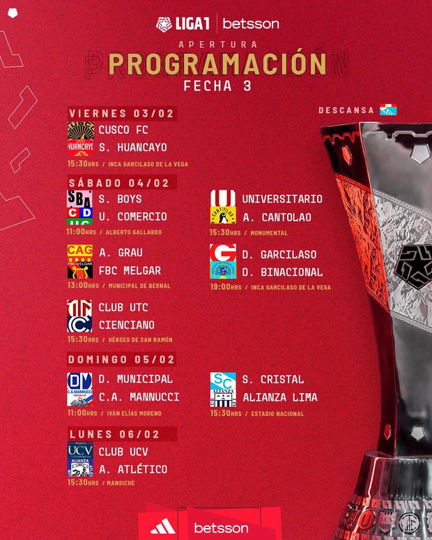 Programación de la fecha 3 del Torneo Apertura 2023.